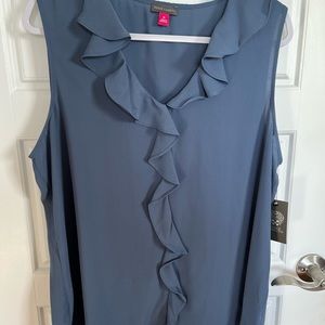 Vince Camuto XL Sleeveless top in captivating blue. Flattering fit, style.